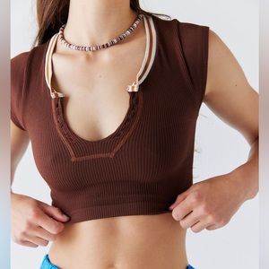 BROWN OUT FROM UNDER URBAN OUTFITTERS GO FOR GOLD TOP